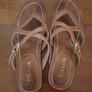 Prada Brown Leather Sandals